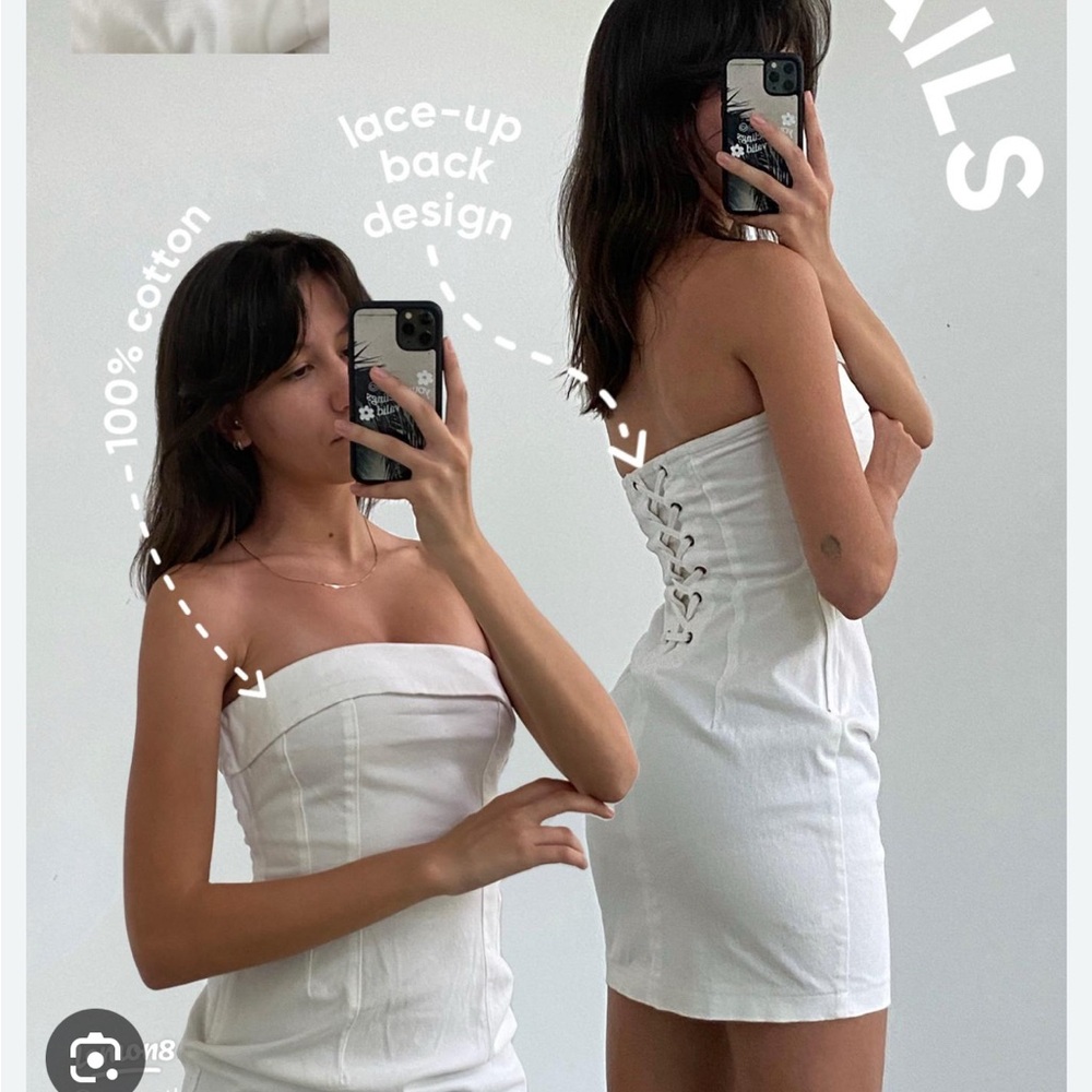 WILD FABLE WHITE JEAN LACE UP MINI DRESS